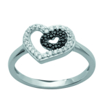 Bague argent 'Love' noir blanc (rhodi&eacute;) - 12x11 mm 54 must