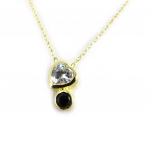 Les Tr&eacute;sors De Lily [L9765] - Collier Plaqu&eacute;-Or 'Love' bleu blanc sinine