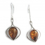 Les Tr&eacute;sors De Lily [N2252] - Boucles Argent 'Inspiration' Ambre (rhodi&eacute;) - 22x17 mm h&otilde;be