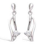 Les Tr&eacute;sors De Lily [N6892] - Boucles Argent 'C&acirc;lin' Blanc (rhodi&eacute;) - 24x5 mm h&otilde;be