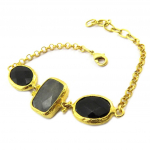 Les Tr&eacute;sors De Lily [P4005] - Bracelet Cr&eacute;ateur 'Cl&eacute;opatra' gris noir dor&eacute; must