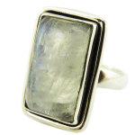 Bague Argent 'Heaven' pierre de lune argent&eacute; - 22x14 mm 54 valge