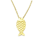 7bis [Q6147] - Collier artisanal 'Poisson' dor&eacute; -  15x8 mm kuld