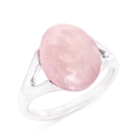 Bague Argent 'Meghan' quartz rose argent&eacute; (rhodi&eacute;) - 15x11 mm 56 Heleroosa