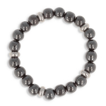 Les Tr&eacute;sors De Lily [R0679] - Bracelet acier 'Min&eacute;ralia' gris (h&eacute;matite) - 8 mm hall