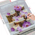 Teemantmaaling K&uuml;&uuml;nla ristpistes T&auml;isruudukujuline puurlillede teemantmosaiik 20X30CM