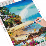 Teemantmaal Maastik Meri t&auml;isnurkne puur Teemanttikandid Scenery Ristpiste 20X30CM