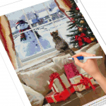 T&auml;isruudukujuline teemanttikandid kass 5D DIY j&otilde;uluteemantmaaling looma ristpistes lumememm kodukaunistuse kingitus Full Round 20X30CM