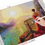 Teemantmaaliv naine t&auml;is &uuml;mmargune ruudukujuline puur Rhinestone komplekt Uus saabumine Teemanttikandid portree mosaiik p&auml;ikeseloojangu kodukaunistus Full Round (20X30CM)