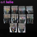 10 tk 4*20 cm holograafiline k&uuml;&uuml;nefoolium unen&auml;op&uuml;&uuml;dja ​​roosikass t&auml;histaeva lillemustriga k&uuml;&uuml;nekunsti kleebiste dekoratiivkomplekt