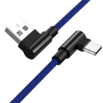 90-kraadine USB Type C Samsung XiaoMi HuaWei kiirlaadimise andmejuhtme jaoks 0.35M sinine