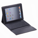 Juhtmeta BT-klaviatuur + ehtsast nahast &uuml;mbris iPad 2 iPad 3 jaoks must
