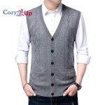 Cozy Up Jacquard soe meeste villane vest Meeste taskuga varrukateta kardiganist vest XL