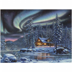 Teemanttikandid Lumemets Teemantmaal Maastik Pilt kivist teemantmosaiikmustriga k&auml;sit&ouml;&ouml; Full Round 30x40cm