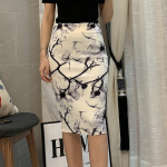 Suvine multifilmiprint Elegantne pliiatsseelik naistele Bodycon k&otilde;rge v&ouml;&ouml;kohaga p&otilde;lvepikkusega seelik naistele S