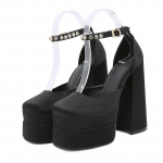 Suvised k&otilde;rge kontsaga kingad platvorm ees seksikas kivist kleit kingad pahkluu rihm naiste pumbad pulmadeks roosa roheline 35 must