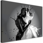 L&otilde;uendiprint Kohv ja piim abstraktne Couple Love 60x40 must/valge