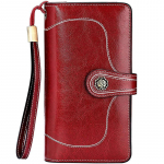 BISON DENIM moodne RFID-d blokeeriv naiste rahakott, pikk nahast, suure mahutavusega t&otilde;mblukk, sidur Pusre kaardihoidja sinine