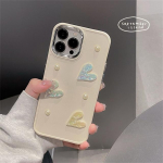 Ins Korea 3D Laser Love Heart Pearl Pehme telefoni&uuml;mbris iPhone'ile 14 12 11 13 Pro Max Xr X Xs Max Plating kaitsev tagakaas for iphone 14PRO MAX must