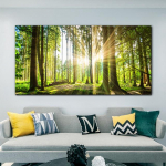 Sunrise Forest seinakunst l&otilde;uendimaal Moodne loodusmaastiku plakatid ja tr&uuml;kised Seinapildid elutoa kodukaunistamiseks 20x40cm valge