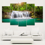 5 paneeli l&otilde;uendi maalimine Vihmametsa ja kose maastik Plakatid ja tr&uuml;kised Seinakunstipildid kaasaegse elutoa sisekujunduse jaoks 20x35cm*2 20x45cm*2 20x55cm*1