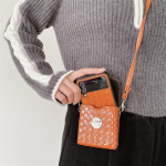 Crossbody Weave mustriga telefoni&uuml;mbris Samsung Galaxy Z Flip 3 4 PU nahkkaartide pesa P&otilde;rutuskindel &otilde;huke tagakaas Z Flip 4 Fundas For Samsung Z Flip3 must