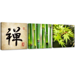 Kolmest pildist koosnev komplekt l&otilde;uendiprindiga Asia relaxation zen bamboo 90x30 roheline
