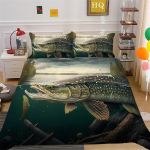 3D-kalamustriga voodipesukomplekt Big Fish Print Tekikattega padjap&uuml;&uuml;r, 2/3 osaline mikrokiudkangas t&auml;issuuruses kodukaunistus Baby 100x135cm