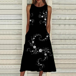 Suvine mood Seksikas varrukateta kleit Pehme vabaaja 3D-armas lillemustriga kleit, varrukateta kleit, suvine ripatsiga kleit XS sinine