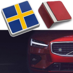 Auto eesmise grilli kapoti pagasiruumi embleemi logo dekoorkleebis Metallist auto h&auml;&auml;lestus XC80 XC90 V60 V70 V90 S70 S80 S90 Rootsi lipp sinine