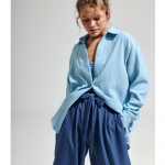 Kevad 2023 Vintage 100% puuvillased krepp-s&auml;rgid vabaaja naiste lihtsad kontoris&auml;rgid valged pikkade varrukatega lahtised pluustopid 28192 S sinine