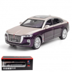 1/24 Scale HongQi H9 Diecast automudeli m&auml;nguasi, tagasit&otilde;mmatav m&auml;nguasi koos heli ja valgusega lastele V&auml;ikelapse poistele T&uuml;drukutele Kingikogu 1/24-21.5x8.7x6.2cm lilla