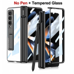 Galvaniseeritud magnetilise hingega pliiatsihoidja &uuml;mbris Samsung Galaxy Z Fold 4 &uuml;mbrisele klaaskilega l&auml;bipaistva k&otilde;va kaanega Samsung Fold 5 &uuml;mbrise jaoks samsung Z Fold 4 must