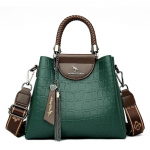 Luksuslik vabaaja kandekott, mood krokodillimustriga PU-nahast naiste k&auml;ekotid, br&auml;ndi disainer, suure mahutavusega &otilde;lakott 25cm 12cm 21cm roheline