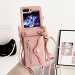 Crossbody &otilde;lapael t&otilde;mblukk Rahakott Nahast &uuml;mbris Samsung Galaxy Z Flip3 Flip4 Flip5 5G mitme kaardi pesa oreli disainiga aluse kate Samsung Flip 5 Samsung Galaxy Z Flip5 must