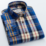 RINNAOSA S-4XL Puuvillane meeste uus ruuduline pikkade varrukatega s&auml;rk Kevadine puuvillane vabaaja s&auml;rk Slim Fit tolline s&auml;rk 3XL sinine