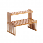 T&ouml;&ouml;lauale asuv bambusest taimeriiul Bambusest lillepoti alus r&otilde;du lilleriiuli kapi korraldaja 37cm & 2 Layers pruun