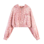 Preppy stiilis roosad dressipluusid Leopardimustriga Y2K Harajuku Suured kapuutsid Naiste Vintage lukuga k&auml;rbitud top armas jakk S roosa