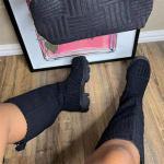 S&uuml;gis/talvine Luksus Uued Naiste Paksu tallaga Paksu kontsaga Soojad Saapad Naiste K&auml;ter&auml;tik Puuvillased Saapad Mootorrattasaapad Chelsea Saapad 36 must