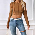 JKAASHDK naiste moe vabaaja &uuml;hev&auml;rviline printimine kevad-s&uuml;gis pikkade varrukatega O-kaelusega pluusid ja s&auml;rgid Pulloverid S sinine