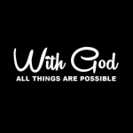 Jumalaga k&otilde;ik on v&otilde;imalik Isekleepuv kleebis valge