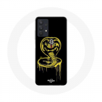 &Uuml;mbris Samsung Galaxy A32 5G Cobra Kai Logo kollase musta taustaga plakatisarja jaoks