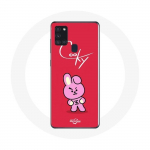 Coque pour Samsung Galaxy A21S BTS Bangtan Gar&ccedil;ons BT21 Cooky Fond Rouge