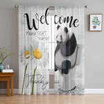 Multifilm Loom Koala Panda T&uuml;llist L&auml;bipaistvad aknakardinad Elutoa K&ouml;&ouml;k Laste Magamistoa Voile Rippkardin W135 x H114cm