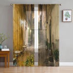 Vana sise&otilde;u Roomas Itaalias L&auml;bipaistev kardin elutuppa magamistuppa Voil-kardinad akna jaoks Organza kardinad Peo t&uuml;llkardinad 135W x 114H(cm)