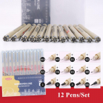 Pigma Liner Micron Pliiatsi komplekt Neelde Joonistuspliiatsi partii 005 01 02 03 04 05 08 1.0 Pintslite markerid Fineliner Sketching Pen 12 Pcs