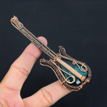 Natural Blue Baltic Amber Handmade Copper Wire Wrap Guitar Pendant 4.53 e4c98