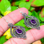 Natural Sage Amethyst Gemstone 925 Sterling Silver Gift Earring 2.05 g9y60