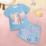 T&uuml;drukute 3D &uuml;kssarviku s&auml;rk ja l&uuml;hikesed p&uuml;ksid pidžaamakomplekt, roosa l&uuml;hikeste varrukatega 3D prindiga suvine aktiivne mood, armsad pol&uuml;estrist lapsed vanuses 3&ndash;12 aastat 100