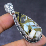 Natural Copper Larimar Gemstone 925 Steling Silver Jewelry Pendant 2.29 y2u71